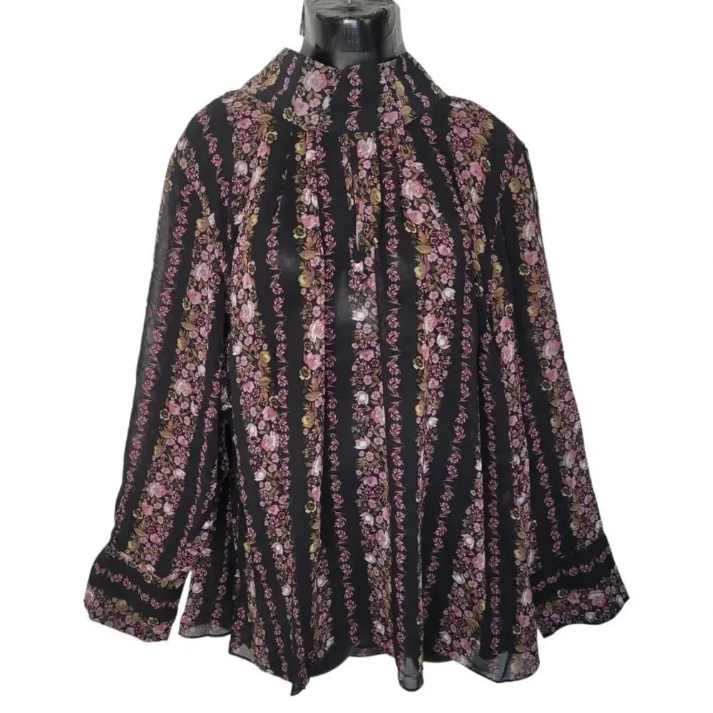 City‎ Chic Long Sleeve Floral  Blouse Size X-large